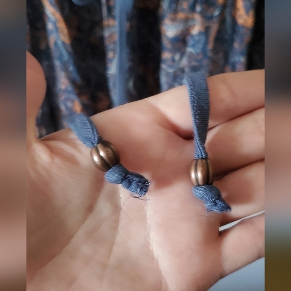 Esmara UK Brand Crochet Back Sinched Waist Tie Size 16 Blue and Orange Abstract. - Picture 5 of 7